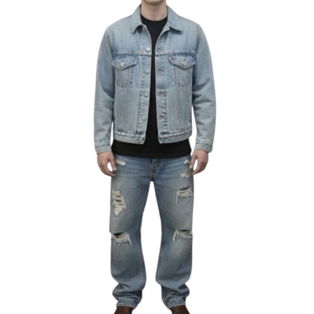 Levi's Denim Tears Jacket Mens Large Light Wash Denim Trucker Type II sz L
